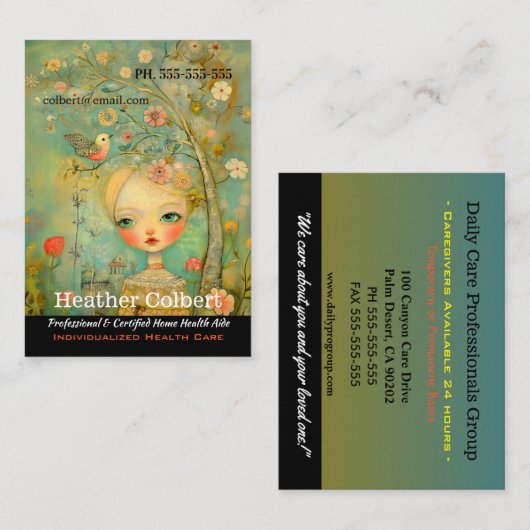 介護者救済小鳥の手 名刺 (正面/裏面)