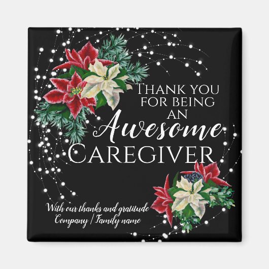 介護者認識フェスティバルフローラブラックマグネット マグネット (正面)