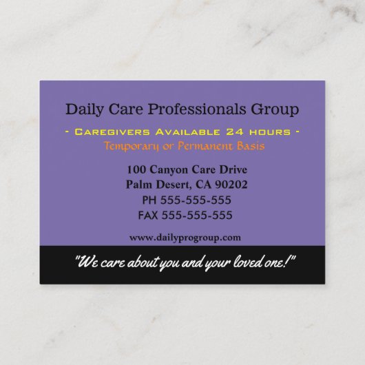介護者陽気付き添い人プロフェッショナル 名刺 (裏面)