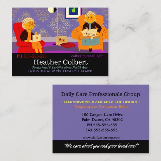 介護者陽気付き添い人プロフェッショナル 名刺 (正面/裏面)