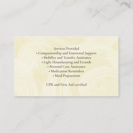 介護者高齢者サー気にビスフローラ 名刺 (裏面)