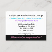 介護者HelpU信頼プロフェッショナル 名刺 (裏面)