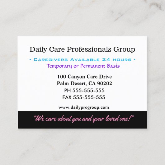 介護者HelpU信頼プロフェッショナル 名刺 (裏面)