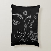 仏のはすOmマニPadmeのハム雑音の白 アクセントクッション (裏面(縦))