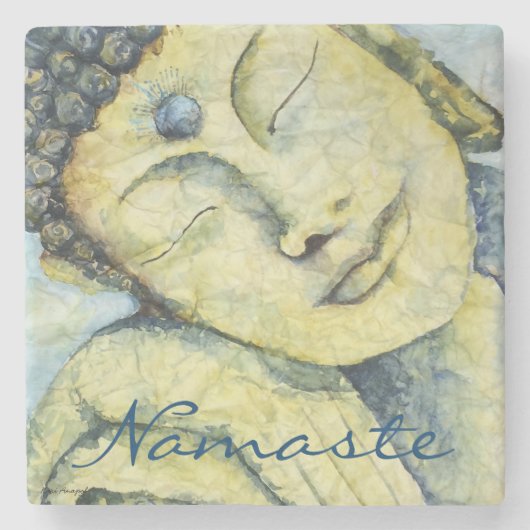 仏のナマステの石のコースター ストーンコースター (正面)