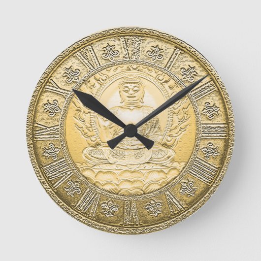 仏のヴィンテージの金ゴールドの一見 ラウンド壁時計 (正面)