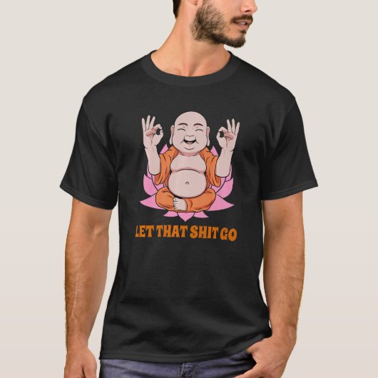 仏の僧侶ナマステ笑顔の幸せ悩む Tシャツ (正面)