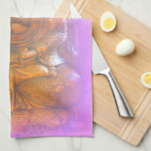 仏の台所タオルをめい想する紫色のオーラ キッチンタオル (四つ折り)