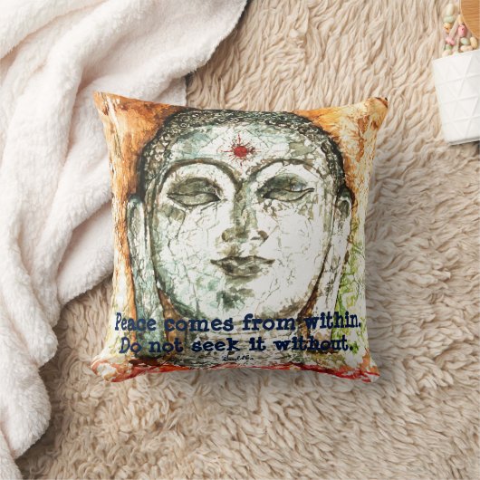 仏の平和引用文の水彩画の芸術の装飾用クッション クッション (ブランケット)