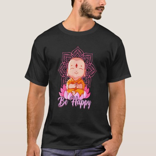 仏の幸せなテクニック仏瞑想 Tシャツ (正面)