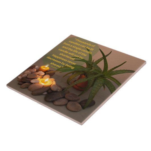 仏の引用文の蝋燭およびアロエの写真 タイル (側面)