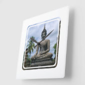 仏の彫像の柱時計 スクエア壁時計 (傾斜)