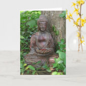仏の彫像 カード (黄色い花)