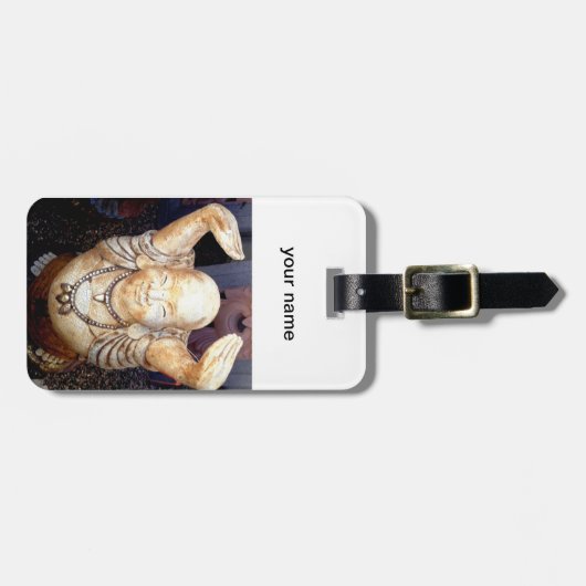 仏の微笑のラベル ラゲッジタグ (正面横)