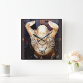 仏の微笑の幸せな時計 スクエア壁時計 (ホーム)