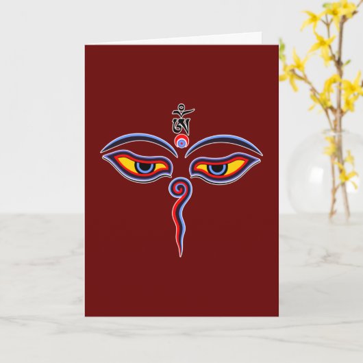 仏の智慧の目 – 菩提寺の目 カード (黄色い花)