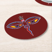 仏の智慧の目 – 菩提寺の目 ラウンドペーパーコースター (アングル)