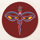 仏の智慧の目 – 菩提寺の目 ラウンドペーパーコースター (正面)