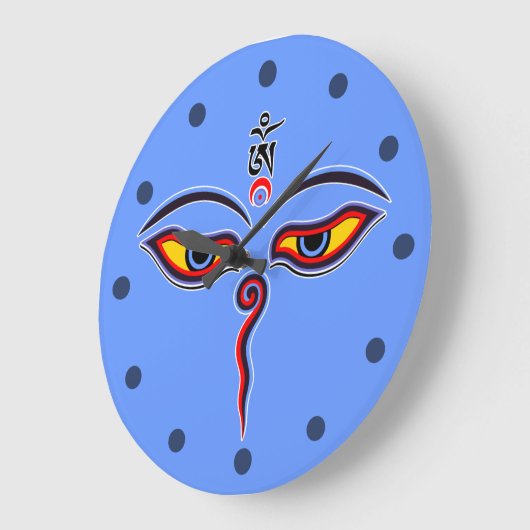 仏の智慧の目 – 菩提寺の目 ラージ壁時計 (傾斜)