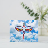 仏の智慧の眼 - ボドナート寺院の眼 ポストカード (スタンド正面)