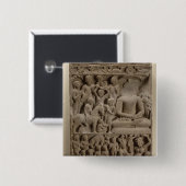 仏の生命、Sarnath、ウタール・パラデシュからの場面 缶バッジ (正面&裏面)
