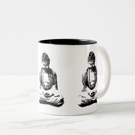 仏の白黒のマグ ツートーンマグカップ (正面右)
