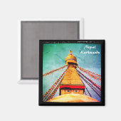 仏の目，ヴィンテージストゥーパ，カトマンズ – ネパール マグネット (正面/裏面)