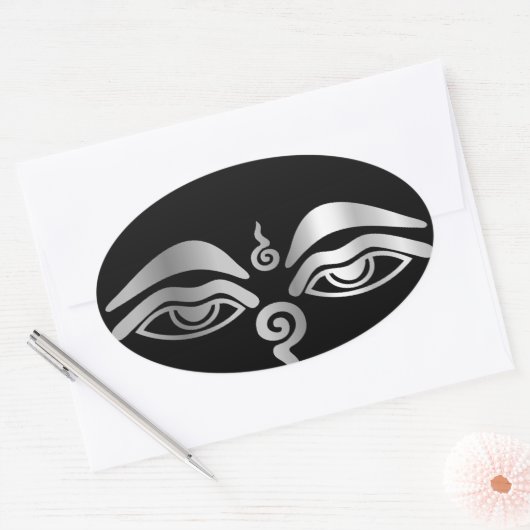 仏の目 – 仏教記号 楕円形シール (封筒)