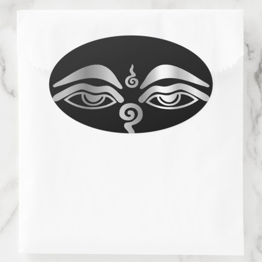 仏の目 – 仏教記号 楕円形シール (バッグ)