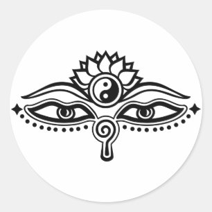 仏の眼、陰陽、智慧 ラウンドシール