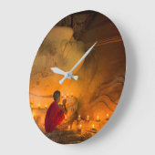 仏の祈僧 ラージ壁時計 (傾斜)