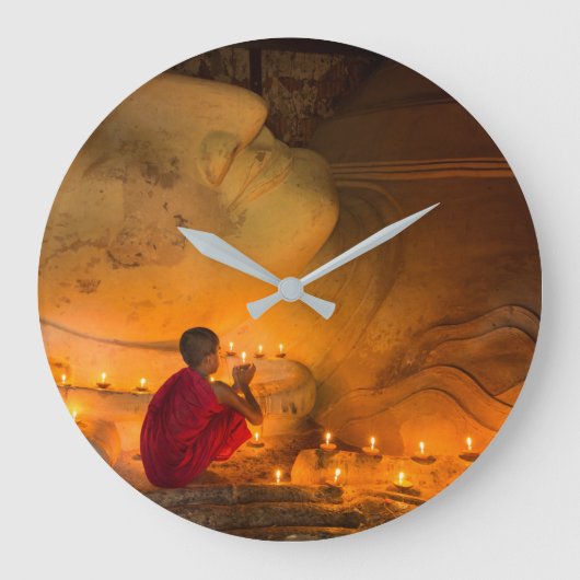 仏の祈僧 ラージ壁時計 (正面)