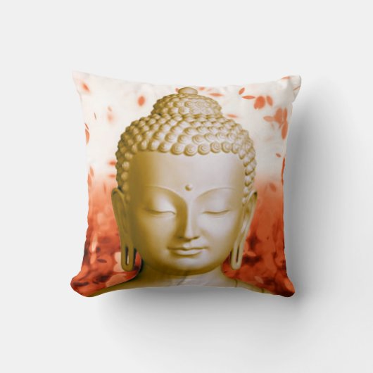 仏の落ち着いた正方形の枕 クッション (正面)