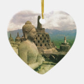 仏の鐘の彫像、Borobodurの寺院、ジャワ セラミックオーナメント (正面)