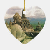 仏の鐘の彫像、Borobodurの寺院、ジャワ セラミックオーナメント (裏面)