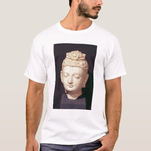 仏の頭部、Greco仏教のスタイル Tシャツ (正面)