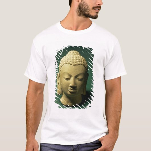 仏の頭部、Sarnath (砂岩) Tシャツ (正面)
