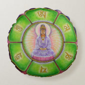 仏の黙想OMの円形の枕曼荼羅のKuanのイン ラウンドクッション (正面)