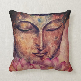 仏は水彩画の芸術の枕に直面します クッション
