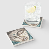 仏は水彩画の芸術の石のコースターに直面します ストーンコースター (横)