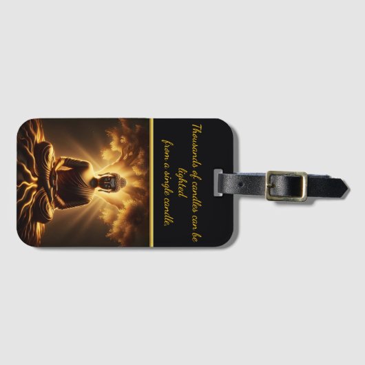 仏めい想の木の下白熱［赤熱］光を放つに ラゲッジタグ (正面横)