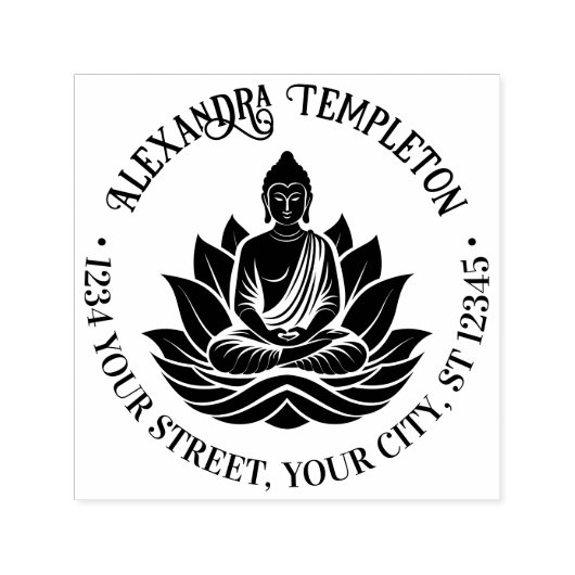 仏めい想の蓮華ポーズ#1P名住所 セルフインキングスタンプ (デザイン)