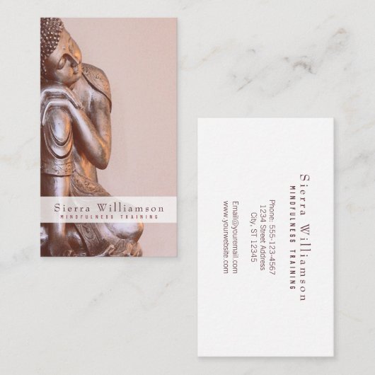 仏を直すモダンで柔らかい藤色のサティ 名刺 (正面/裏面)