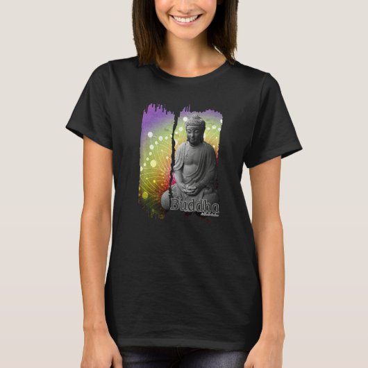 仏像 ファッション レインボー 女性 男性 仏教 Tシャツ (正面)