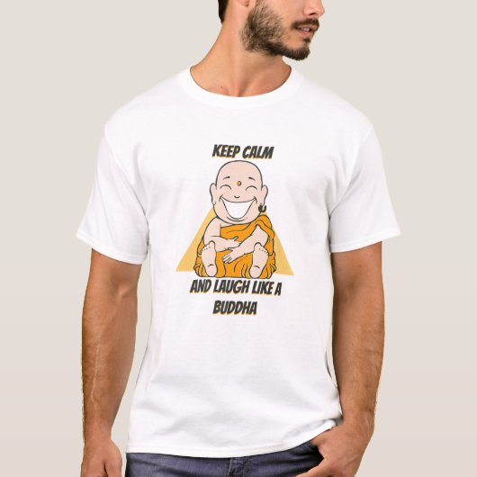 仏僧ナマステ仏教保静かなLough L Tシャツ (正面)