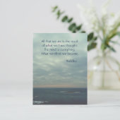 仏前向き考え引用文ビーチ写真 ポストカード (スタンド正面)