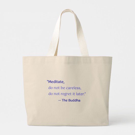 仏引用文のトートめい想:不注意ではない ラージトートバッグ (裏面)