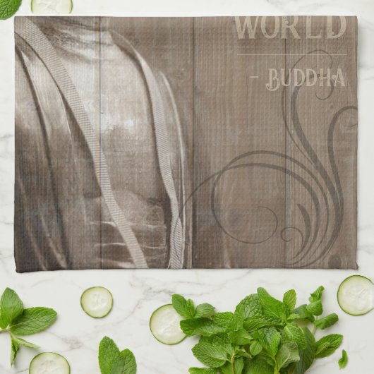 仏感動的藝木フェイク仏引用文 キッチンタオル (折り畳み)