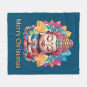 仏教のクリスマス フリースブランケット (正面(横))