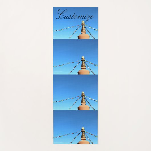 仏教のストゥーパと祈りの言葉フラグThunder_Cove ヨガマット (正面)